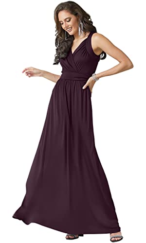 Image of KOH KOH Womens Long Sleeveless Flowy Bridesmaid Cocktail Evening Gown Maxi Dress