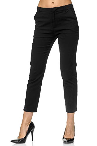 Elara Damen Chinohose Stoffhose Chunkyrayan VS19001-1 Black-36 (S)