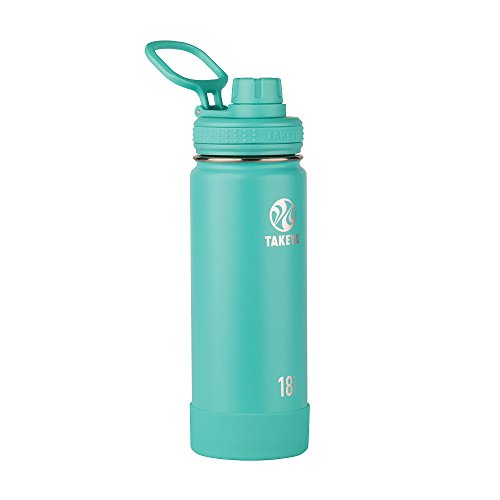Takeya Actives Insulated Stainless Steel Water Bottle with Spout Lid, 18 oz, Teal