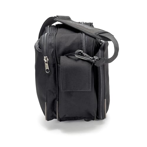 Hopkins Medical Products Mini Home Health Shoulder Bag, 600D Waterproof Material, Fold-Down Compartment for Optimal Organization, Adjustable Straps, Black