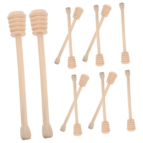 OFFSCH 12pcs Stirring Rod Honey Stir Stick Honey Server Honey Drizzle Mini Honeycomb Stick Honey Ladle Honey Mixing Sticks Tirrer Honey Spoon Honey Spreader Honey Dropper Wooden re-usable