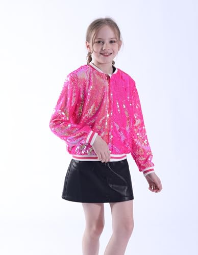 Unicorn Sequin Jacket for Girls Kids Toddler Sparkle Zipper Bomber Jacket with Pockets3