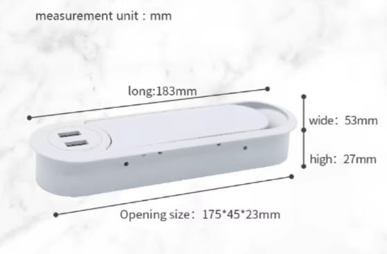 Image of Audiovan Desktop flip lid Open Power Strip with 2USB, 1HDMI, 1LAN Ports, White Flip Cover Cable Management Solution, 20x12x6 cm, 250V Socket White
