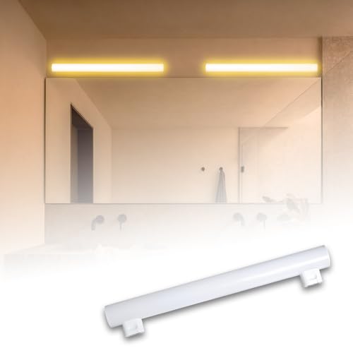 Maxled, Light is Led! Linestra LED S14S 30cm 8W Equivalente a 60W 600LM Blanco Cálido 2700K LED Lineal Lámpara Angulo de Haz 180° S14S Bombilla Tubo 2 Casquillos para Cocina Baño Espejo No Regulable