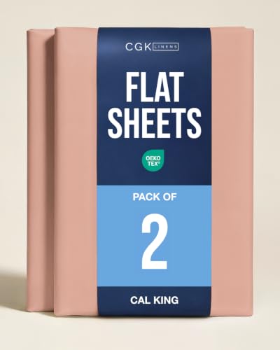 Cal King Size Flat Sheet - Pack of 2 Top Flat Bed Sheet Only - Mauve