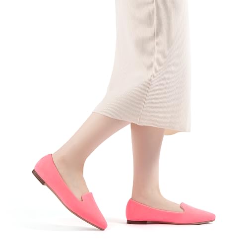 Image of MUSSHOE Black Flats for Women Pointed Toe-Comfortable Business Casual Work Shoes, Dressy Suede Slip On with Memory Foam for Office, Teacher & Standing All Day