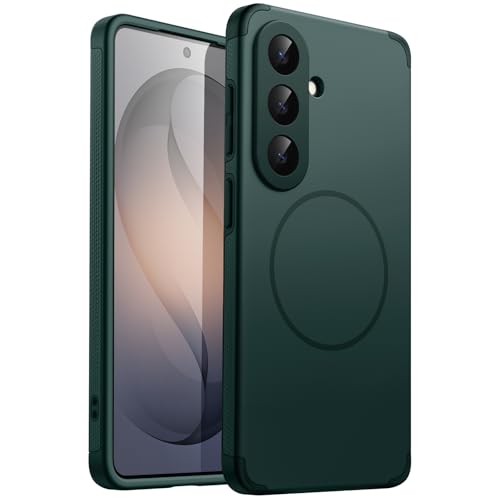 Image of JETech Magnetic Cover Case for Samsung Galaxy S26, Compatible with MagSafe, Dual-Layer Heavy Duty Shockproof Phone Cover, Camera Lens Full Protection, Anti-Scratch Hard PC Back (Midnight Green)