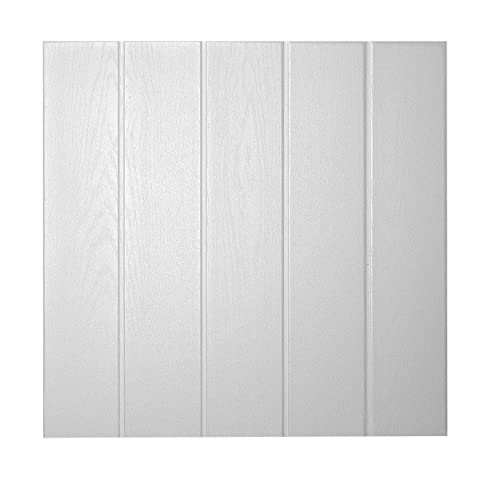 DECOSA Dalle de plafond ATHEN - polystyrène - effet bois-couleur blanc - 50 x 50 cm - 2 sachets (=4 m2)