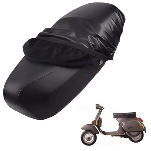 generisch Leder-sitzbezug Motorrad kompatibel mit Vespa PK 50 1982-1993,Roller sitzbankbezug,wasserdicht,regendicht,staubdicht und sonnenfest (Black)