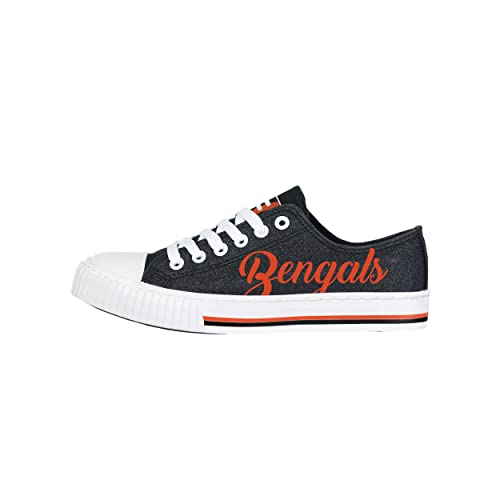 Image of FOCO Womens NFL Team Logo Ladies Fashion Color Glitter Low Top Canvas Sneakers Shoes