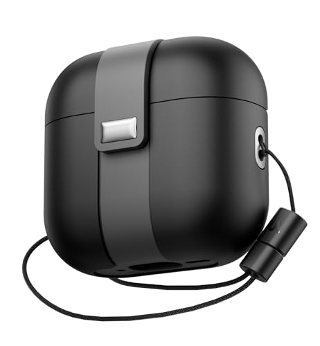 Image of SURITCH for AirPods 4 Case (2024), Magnetic Lock Bumper Cases Compatible with Airpods 4th Generation, Rugged Protective Cover with Stylish Hanging Lanyard Cases for Women Men, Black