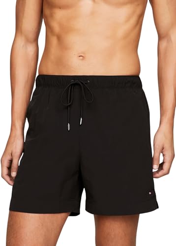 Tommy Hilfiger Herren Badeshorts Medium Drawstring Mittellang, Schwarz (Black), L