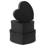 Soul & Lane Heart Shaped Gift Boxes: Set of 3 Empty Paper Mache Boxes with Lids for Flowers, Gifts, Chocolate Strawberries & Special Occasions, Cardboard Black Heart Shaped Box for Arrangements