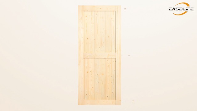 EaseLife 30in x 84in Sliding Barn Wood Door,Interior Doors,DIY Assemblely,Solid Natural Spruce Panelled Slab,Easy Install,Apply to Rooms & Storage Closet,H-Frame