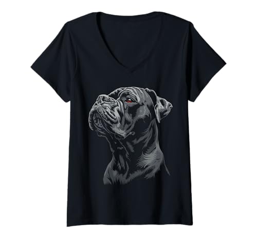 Damen Cane Corso Hundemotiv Pet Art Cane Corso T-Shirt mit V-Ausschnitt