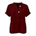 Linen Tops for Women 2026 Trendy Summer Short Sleeve Shirts Dressy Loose Casual Button V Neck Blouses Clothes Red