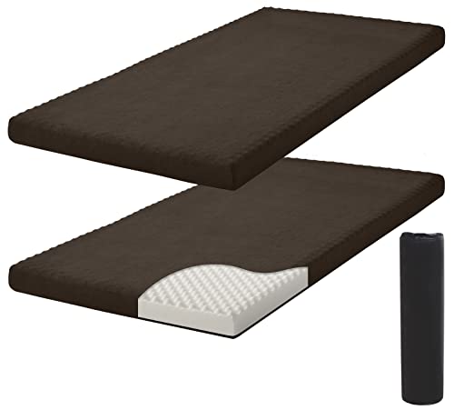 Kennkari 高反発 ベッド マットレス 折りたたみ 極厚10cm 高密度ウレタンフォーム 通気性 抗菌防臭 体圧分散 腰楽 カバー洗える ベッドパッ 凸凹加工 190N 圧縮梱包 持ち運び便利 (ブラウン, シングル 97*195cm)