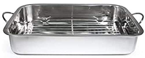 Bandeja Horno Inox 32X24X5.5 Centimetros En Oferta Imf Serie Bandeja Horno Asas Y Rejilla Inox, Multicolor, 32.5 X 23.5 X 6 Cm