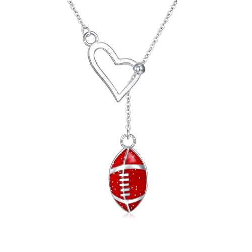 YFN Sport Ball Gift Sterling Silver Football/Basketball Y-Necklace Ball Pendant Sport Jewelry for Women