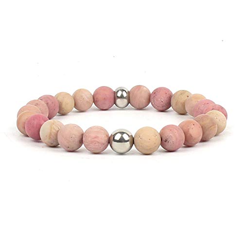 Bracelet en pierre naturel rose mat pour hommes et femmes