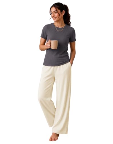 Image of TOPLOT Korean Night Suit for Women| Round Neck Half Sleeve | Full Pyjama Set |Comfortable Nightwear, Loungewear, Sleepwear for Womens (5274)