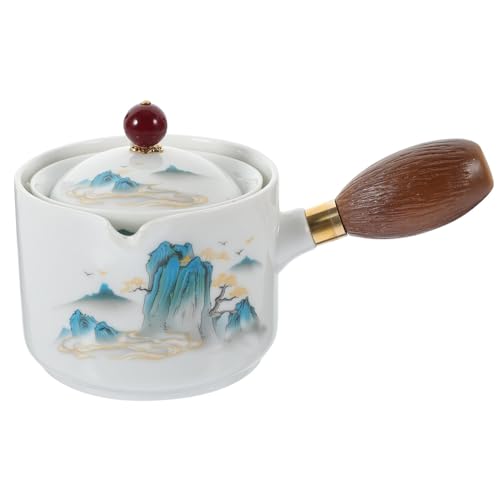 Kichvoe Teiera Da Viaggio in Ceramica Con Manico Laterale E Infusore Rotante 360° Bollitore Portatile Per Tè 380Ml Per Uso Domestico E Esterno