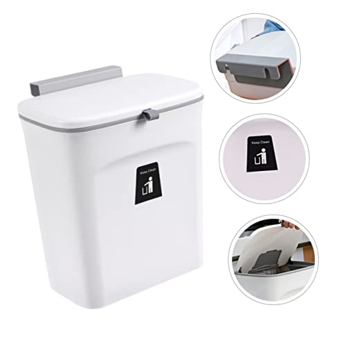 Caneca de basura rectangular blanca para colgar en pared miniatura 6