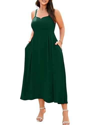 Image of RWJ Women's Plus Size Dresses with Pockets V-Neck Sleeveless Maxi Dress for Wedding Guest Dress Formal Cocktail