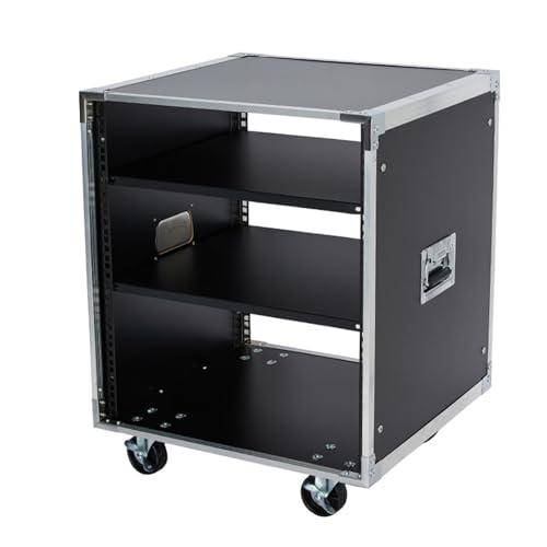 Moderno soporte multimedia AV para reproductor de discos y estéreo elegante rack de audio para torre de CD para oficina en casa y teatro (53 x 48 x 48 cm)