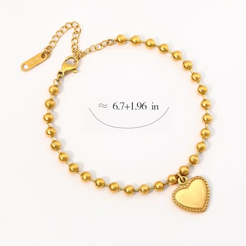 18K Gold Plated Women's Bracelet with Heart Beaded Design - Fashionable, Trendy, and Stackable. To Express Love Ideal for Birthdays, Graduation, Mother's Day, Love & Friendship2