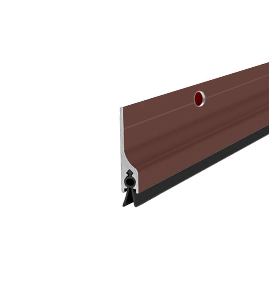 Metal Door Draft Stopper Bottom,Aluminium Mice Sweep Windscreen Dust Seal Stripping,Underdoor Draught Excluder Blocker,Seals Sweep Strip for Doors (Brown1,100 * 3.6CM) — image 1