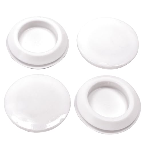 Image of 4 Pcs 40 mm Silicone Rubber Plugs Snap in Locking Hole Plugs for 40 mm (1-9 /16 inch) Round Holes, Flush Type Rubber Stoppers, Flexible Tube Pipe End Caps Covers, Waterproof Sealing Plugs, White