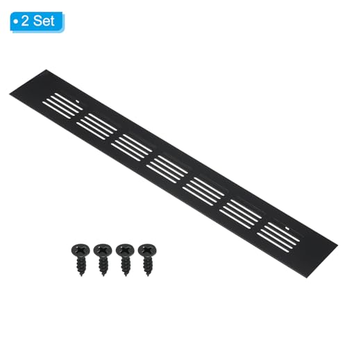 PATIKIL 12 x 2 Inch Door Air Vent Cover, 2pcs Aluminum Grille Ventilation Cover Louvered with Mounting Screws for Cabinet Wardrobe Door, Black by PATIKIL - Used condition - Image 3