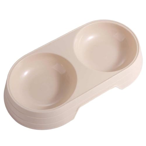 Gamelle double multifonction en plastique pour chat ou chaton (beige)