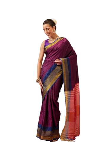 Image of Amazon Brand - Anarva Pattu Art Silk Woven Ready To Wear Saree Pink