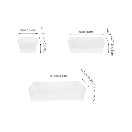 ERINGOGO 4個 透明仕切り付きキッチン収納ボックス 引き出し内整理になクリアデスクオーガナイザー ジュエリーや化粧品 小物の収納ケース