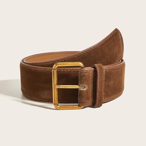 Suede PU Wide Belt Trendy Women Luxury Pin Buckle Waistband(112cm,Brown)