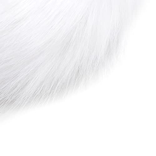 DRESHOW Fox Faux Fur Tail Cat Ears Hair Clip Halloween Party Costume Neck Choker Cosplay Set for Women, Fur Tail Set-16 White - Image 3