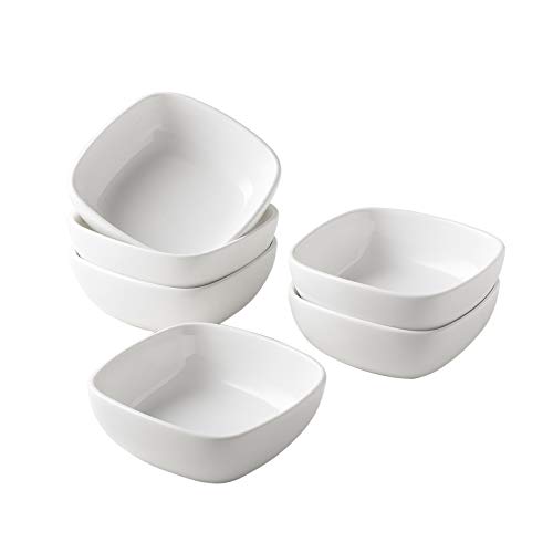 UIBFCWN Square Porcelain Ramekins, mini Square Appetizer Bowls, Dessert Bowls/condiment bowls/Ceramic Dip Bowls/Custard