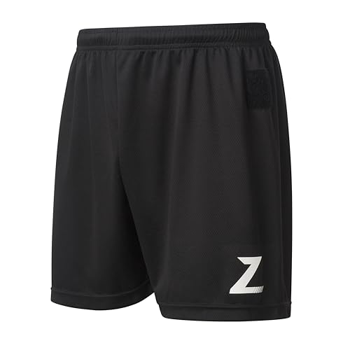Image of ZeroKnock Tag Rugby Shorts - Adult - Black - Unisex XS-XL - Secure Tag Patches - Performance Shorts - Durable Polyester - Elastic Waist with Drawstring - Pocket-Free (UK, Alpha, L, Regular, Regular)