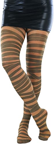 Image of ToBeInStyle Women's Strappy Zig Zag Lace Up Bandage Print Fashion Goth Tights