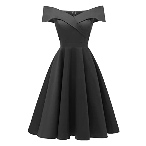 Générique Robe Soirée Bustier Femme Robes Vintage Annee 50 Pin Up Rockabilly Français Plissée Taille Haute Col V sans Manche pour Ceremonie Fête Mariage...