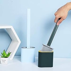 SHAYONAM Silicone Toilet Brush with Holder Slim Flex Toilet Brush Anti-Drip Set Toilet Bowl Cleaner Brush