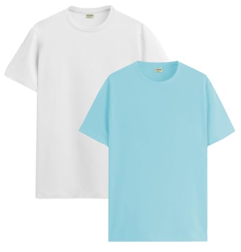 Image of ADRO Men's Cotton Regular Fit Combo Plain Solid T-Shirt Pack of 2