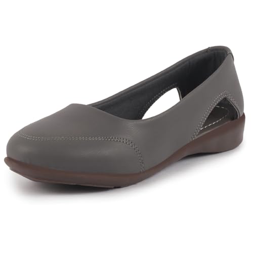 Image of FAUSTO Women Stylish Backless Casual Ballets | Low Heel Cut-Out Slip-On Ballerinas | Comfortable Walking Flats Sandals | Memory Cusion Insole