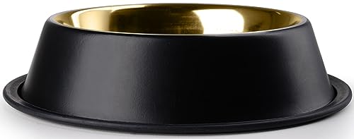 STILGUT Aluminium Feeding Bowl for Dogs and Cats 0.7 L, Dog Bowl, Cat Bowl, Water Bowl - Black/Gold, 700 ml - Image 4