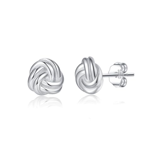 SLUYNZ Solid 925 Sterling Silver Love Knot Earrings Stud for Women Teens Minimalist Stud Earrings Post