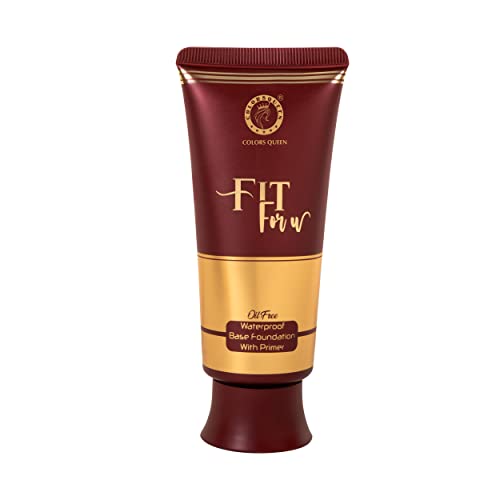 Image of Colors Queen Fit For U Oil Free Foundation with Primer - Golden Beige, 50 ml | Long Lasting & Waterproof, Medium to Full Coverage, Weightless Matte Finish | Liquid Foundation for Face Makeup