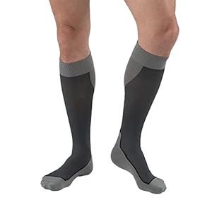 JOBST Sport Compression Socks, 20-30 mmHg, Knee High, Large, Black/Grey