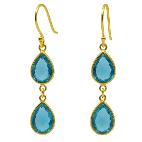 Boucles d'oreilles topaze bleue poire, le cadeau fait main chargé d'histoire